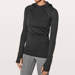 Lululemon Rest Less hoodie pullover black textured EUC no size dot